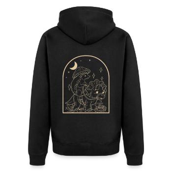 Cottagecore Igel - Unisex Premium Bio Zip Hoodie - Schwarz - Hinten - Nico (187cm)