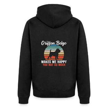 Griffon Belge makes me happy you not so much - Unisex Premium Organic Zip Hoodie - black - Back - Nico (187cm)