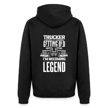 Lkw Fahrer Trucker Lastwagenfahrer Lustig - Unisex Premium Bio Zip Hoodie - Schwarz - Hinten - Nico (187cm)