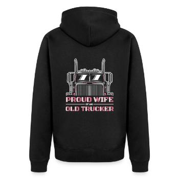 Lkw Fahrer Trucker Lastwagenfahrer Gattin - Unisex Premium Bio Zip Hoodie - Schwarz - Hinten - Nico (187cm)