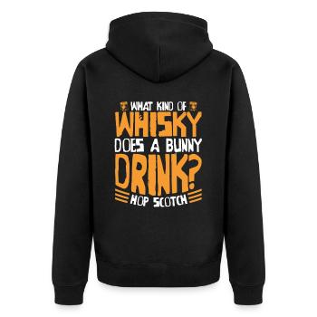 Whisky Whiskey Lustig - Unisex Premium Bio Zip Hoodie - Schwarz - Hinten - Nico (187cm)