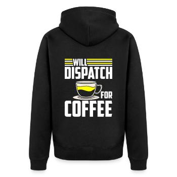 Emergency call control center coffee - Unisex Premium Organic Zip Hoodie - black - Back - Nico (187cm)