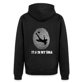 Fußballspiel Its In My Dna - Unisex Premium Bio Zip Hoodie - Schwarz - Hinten - Nico (187cm)