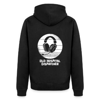 Notruf Leitstelle Einsatzzentrale Headset - Unisex Premium Bio Zip Hoodie - Schwarz - Hinten - Nico (187cm)