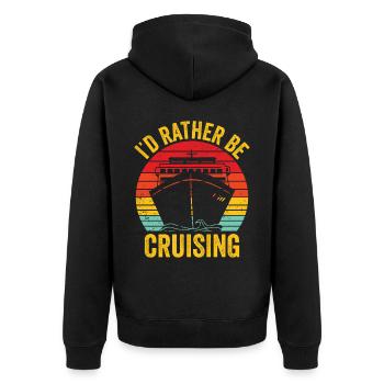 Lustige Kreuzfahrt Kreuzer Kreuzfahrtschiff Retro - Unisex Premium Bio Zip Hoodie - Schwarz - Hinten - Nico (187cm)