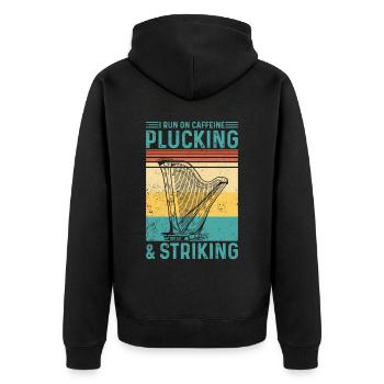Harpist Harpist Retro - Unisex Premium Organic Zip Hoodie - black - Back - Nico (187cm)