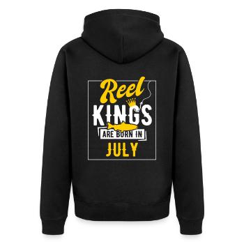 Angelgeburtstagskönige werden im Juli geboren - Unisex Premium Bio Zip Hoodie - Schwarz - Hinten - Nico (187cm)