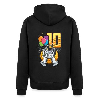 10e anniversaire, astronaute, décorations - Veste à capuche bio Premium Unisexe - noir - Dos - Nico (187cm)