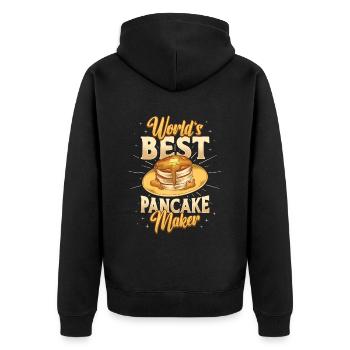 The best pancake maker in the world - Unisex Premium Organic Zip Hoodie - black - Back - Nico (187cm)