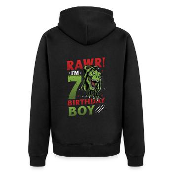 Rawr 7th Birthday Boy Happy Birthday Dinosaurier - Unisex Premium Bio Zip Hoodie - Schwarz - Hinten - Nico (187cm)