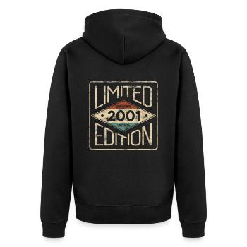 Limitierte Edition Awesome Vintage 2001 Geburtstag - Unisex Premium Bio Zip Hoodie - Schwarz - Hinten - Nico (187cm)