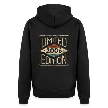 Limitierte Edition Awesome Vintage 2006 Geburtstag - Unisex Premium Bio Zip Hoodie - Schwarz - Hinten - Nico (187cm)