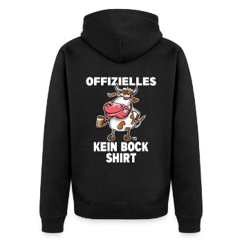 Offiziell kein Bock. Mürrische Lustige Kuh - Unisex Premium Bio Zip Hoodie - Schwarz - Hinten - Nico (187cm)