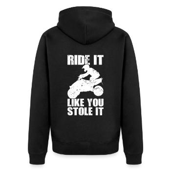 Quad Racing ATV Wheeler Dirt Road - Unisex Premium Bio Zip Hoodie - Schwarz - Hinten - Nico (187cm)