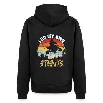 Quad Racing ATV Wheeler Dirt Road - Unisex Premium Bio Zip Hoodie - Schwarz - Hinten - Nico (187cm)