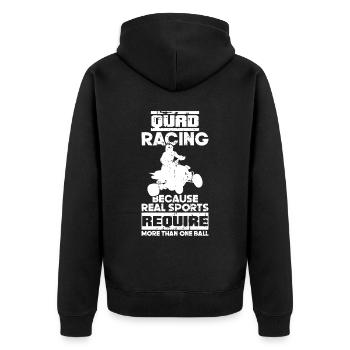 Quad Racing ATV Wheeler Dirt Road - Unisex Premium Bio Zip Hoodie - Schwarz - Hinten - Nico (187cm)