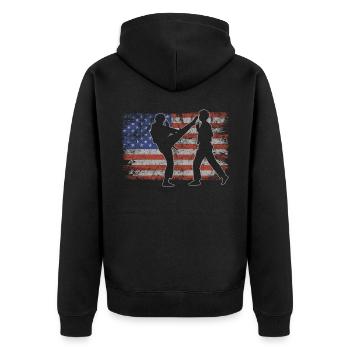 Capoeira Retro USA Flag Martial Arts 4th of July - Unisex Premium Organic Zip Hoodie - black - Back - Nico (187cm)