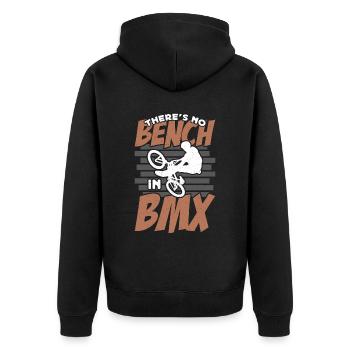BMX Racing There's No Bench In Bicycle BMX Rider - Unisex Premium Bio Zip Hoodie - Schwarz - Hinten - Nico (187cm)