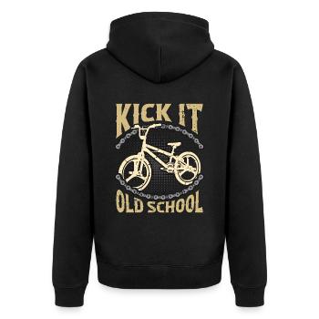 BMX Racing Kick It Old School Cycling BMX Rider - Unisex Premium Bio Zip Hoodie - Schwarz - Hinten - Nico (187cm)