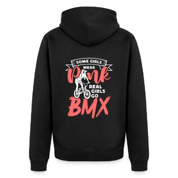 BMX Racing Some Girls Wear Pink Bicycle BMX Rider - Unisex Premium Bio Zip Hoodie - Schwarz - Hinten - Nico (187cm)