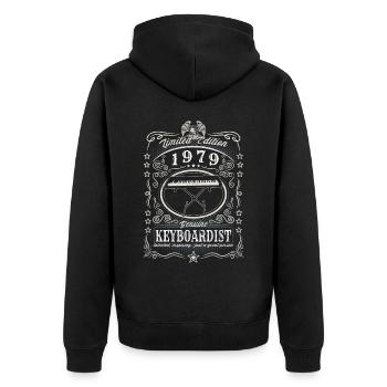 Vintage 1979 Keyboardist Birthday Gift Hobby - Unisex Premium Organic Zip Hoodie - black - Back - Nico (187cm)