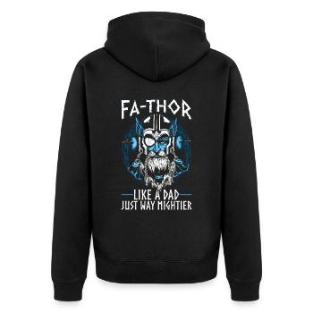 Herren Vathor - Vatertag Vatertagsgeschenk Viking - Unisex Premium Bio Zip Hoodie - Schwarz - Hinten - Nico (187cm)