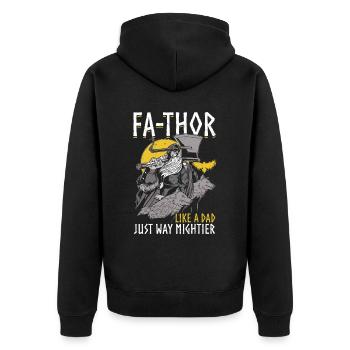 Vathor pour hommes - Fête des pères Cadeau de la fête des pères Viking - Veste à capuche bio Premium Unisexe - noir - Dos - Nico (187cm)
