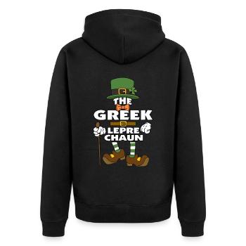 Le lutin grec Saint-Patrick - Veste à capuche bio Premium Unisexe - noir - Dos - Nico (187cm)