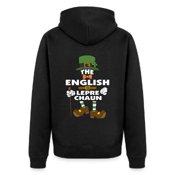 The English Leprechaun St Patrick's Day - Unisex Premium Bio Zip Hoodie - Schwarz - Hinten - Nico (187cm)
