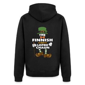 The Finnish Leprechaun St Patrick's Day - Unisex Premium Bio Zip Hoodie - Schwarz - Hinten - Nico (187cm)
