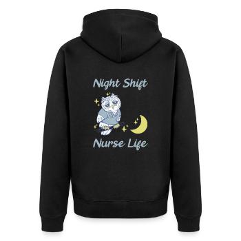 Emergency Nurse - Unisex Premium Organic Zip Hoodie - black - Back - Nico (187cm)