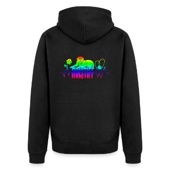 Mastiff - Unisex Premium Bio Zip Hoodie - Schwarz - Hinten - Nico (187cm)