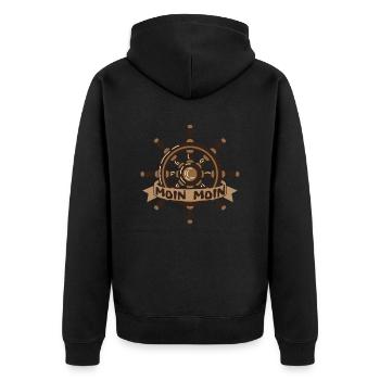 Moin Moin - Steuerrad Bremen Hamburg Norddeutsch - Unisex Premium Bio Zip Hoodie - Schwarz - Hinten - Nico (187cm)