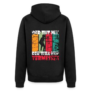 Vermesser Geometer Lustiger Spruch - Unisex Premium Bio Zip Hoodie - Schwarz - Hinten - Nico (187cm)
