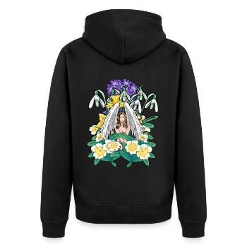 Frühling Blumen Engel himmlisch Flora Garten - Unisex Premium Bio Zip Hoodie - Schwarz - Hinten - Nico (187cm)