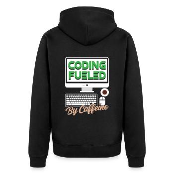 Programming powered by caffeine coding - Unisex Premium Organic Zip Hoodie - black - Back - Nico (187cm)