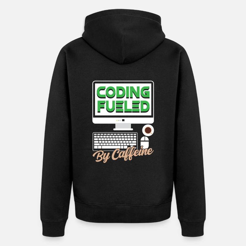 Programming powered by caffeine coding - Unisex Premium Organic Zip Hoodie - black