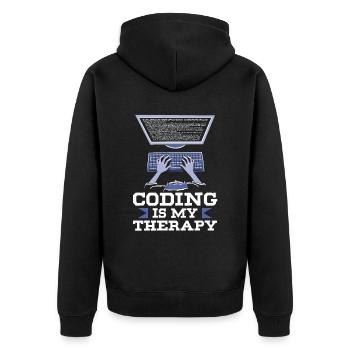 Programming is my therapy Code Coder Coding - Unisex Premium Organic Zip Hoodie - black - Back - Nico (187cm)