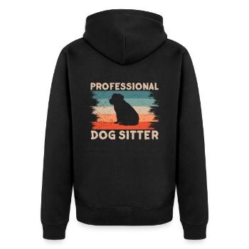 Professioneller Hundesitter Dog Sitting Hund - Unisex Premium Bio Zip Hoodie - Schwarz - Hinten - Nico (187cm)