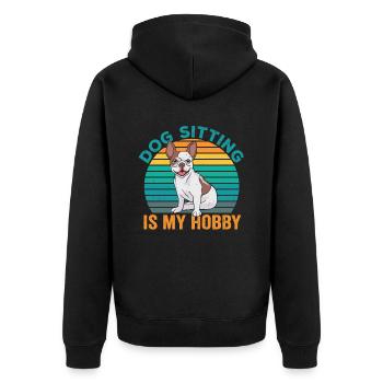 Hundesitting Ist Mein Hobby Dog Sitting Sitter - Unisex Premium Bio Zip Hoodie - Schwarz - Hinten - Nico (187cm)