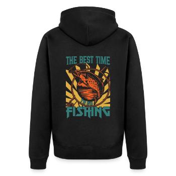 The best time to fish 2 - - Unisex Premium Organic Zip Hoodie - black - Back - Nico (187cm)