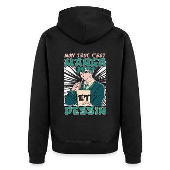 Mon Truc C'est Manga Et Dessin - Veste à capuche bio Premium Unisexe - noir - Dos - Nico (187cm)