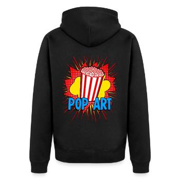 Pop Art Popcorn - Unisex Premium Bio Zip Hoodie - Schwarz - Hinten - Nico (187cm)