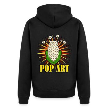 Popcorn Pop Art - Unisex Premium Bio Zip Hoodie - Schwarz - Hinten - Nico (187cm)