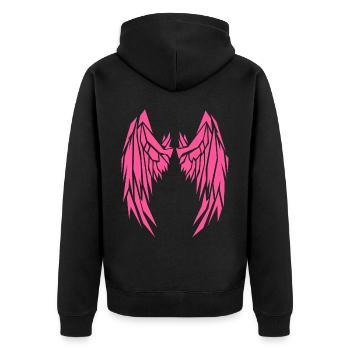2reborn Rosarot Wings Angel Flügel Engelflügel 9 - Unisex Premium Bio Zip Hoodie - Schwarz - Hinten - Nico (187cm)