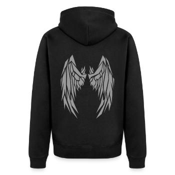 2reborn grau Wings Angel Flügel Engelflügel 5 - Unisex Premium Bio Zip Hoodie - Schwarz - Hinten - Nico (187cm)