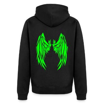 2reborn Grün Wings Angel Flügel Engelflügel 12 - Unisex Premium Bio Zip Hoodie - Schwarz - Hinten - Nico (187cm)