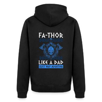 Herren Vathor - Vatertag Vatertagsgeschenk Viking - Unisex Premium Bio Zip Hoodie - Schwarz - Hinten - Nico (187cm)