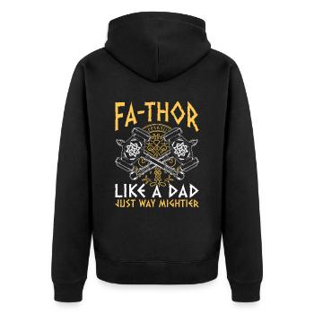 Vathor pour hommes - Fête des pères Cadeau de la fête des pères Viking - Veste à capuche bio Premium Unisexe - noir - Dos - Nico (187cm)