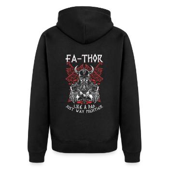 Vathor pour hommes - Fête des pères Cadeau de la fête des pères Viking - Veste à capuche bio Premium Unisexe - noir - Dos - Nico (187cm)